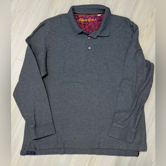 Robert Graham Men's Grey Long Sleeve Polo Polo 2XL - Picture 2 of 10